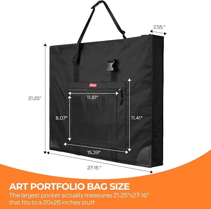 Nicpro Large Size Art Portfolio Case, Artist Portfolio Tote Bag - Image 2