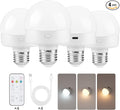 Rechargeable Light Bulbs with Remote Control 4 Packs, Battery Operated Light by GOEBLESON