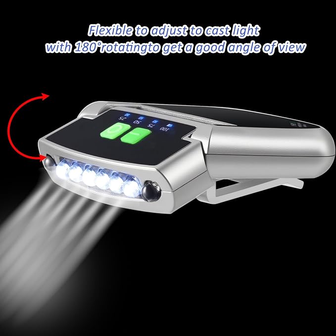 Mudder LED Clip on Cap Lights USB Rechargeable Cap Flashlight Clip Waterproof - Image 4