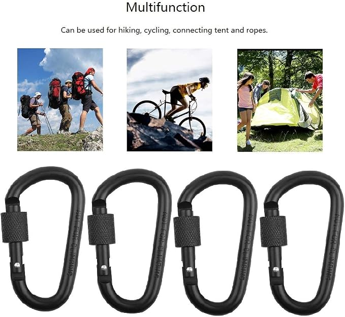Locking Carabiner Clip, Vonpri 3 Inch D Ring Clips Spring Snap Key Chain Hook - Image 3