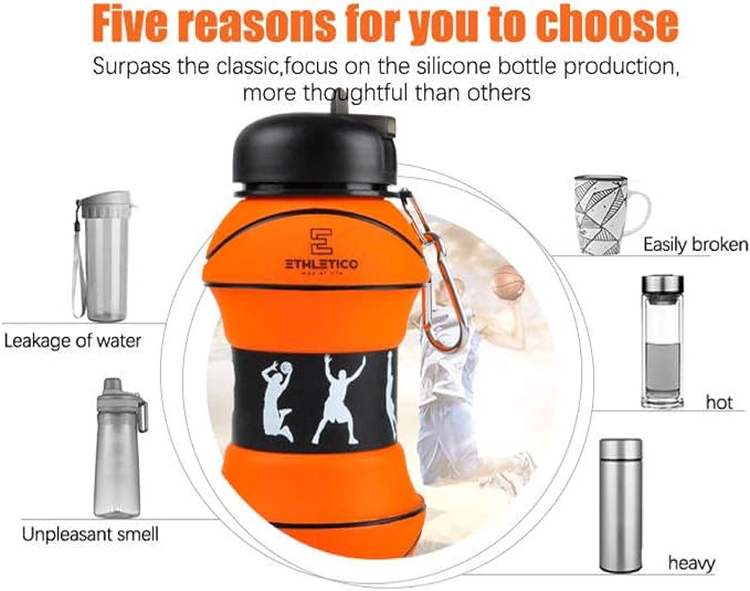Collapsible Water Bottles with Carabiner Food Grade Sports Water Bottle - Image 7