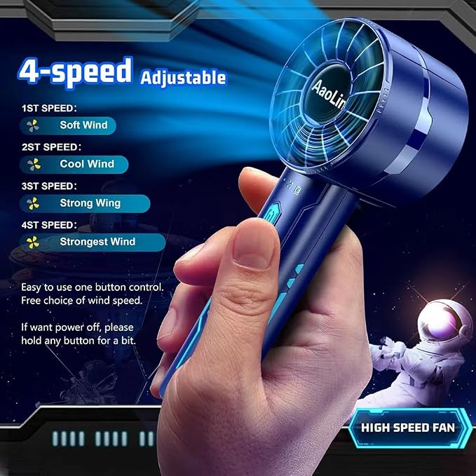 2pcs portable handheld fan personal fan portable neck fan small rechargeable - Image 2