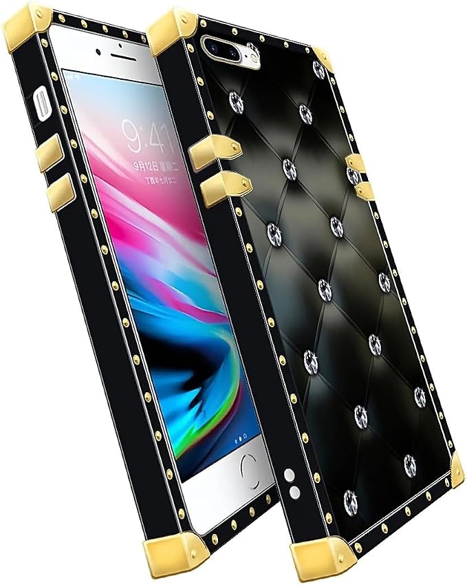 Compatible with iPhone 8 Plus 7 Plus Case, Shiny Black Sofa Crystal Luxury - Image 3