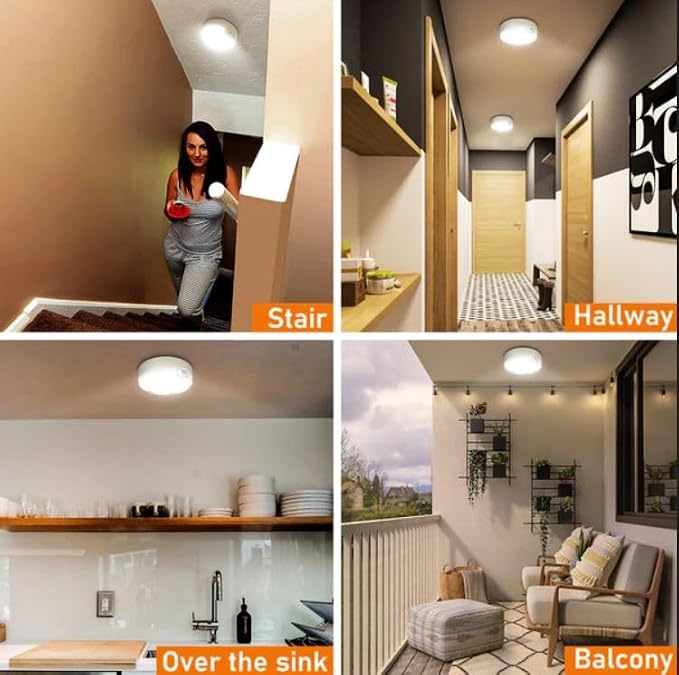 TOOWELL Motion Sensor Ceiling Light Battery Operated Indoor/Outdoor LED Ceiling - Image 8