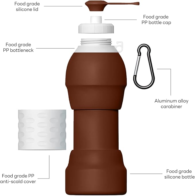 Collapsible Lightweight 20oz Water Bottle, Food-Grade Silicone BPA Free - Image 7