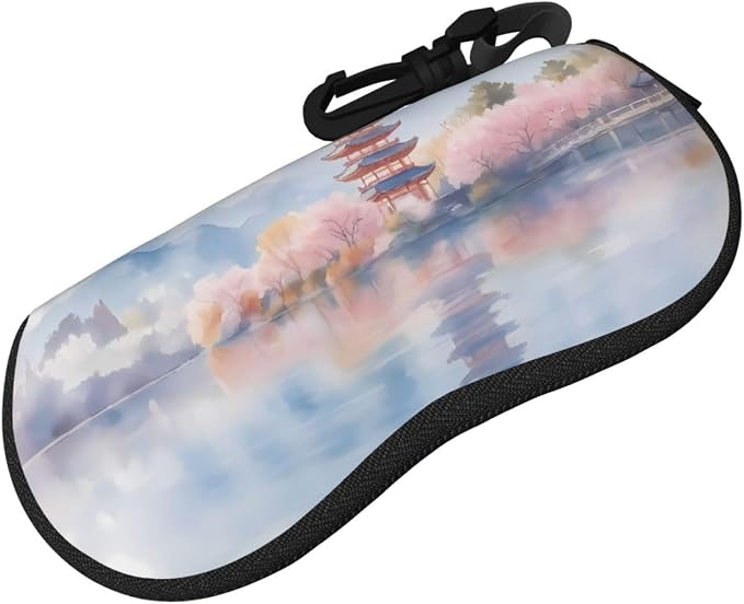 Watercolor Orca Whale Glasses Case Neoprene Portable Zipper Eyeglass Bag - Image 2