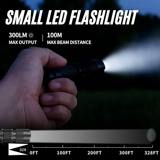 ULTRAFIRE 3 Pack Mini Flashlights Focus Adjustable SK68 Single Mode Tactical - Image 2