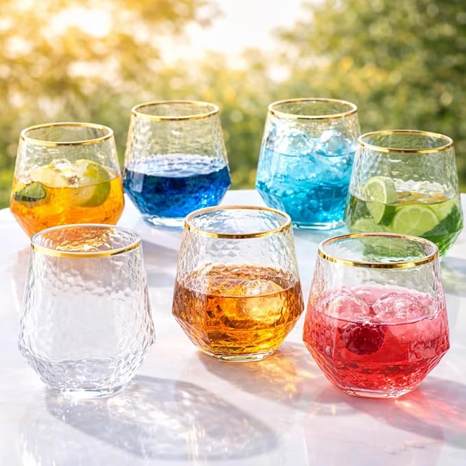 48 Pack Ribbed Stemless Champagne Flutes Gold Rim – 24 9oz Mimosa Glasses & 24 - Image 4