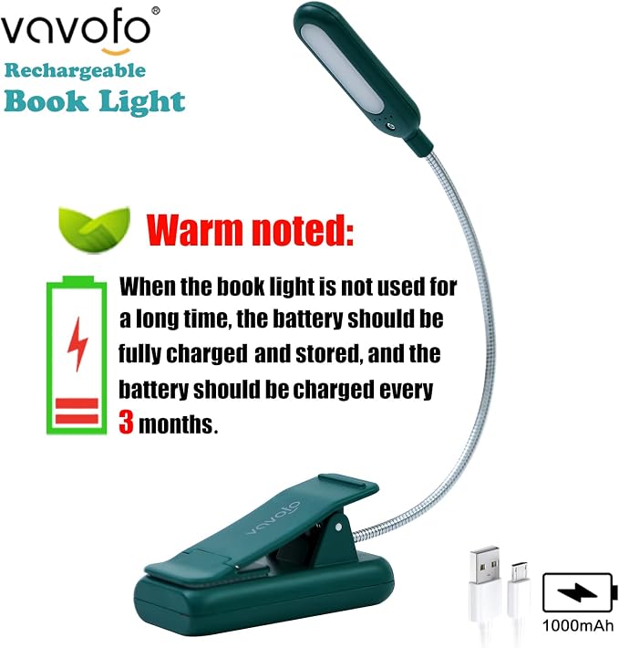 VAVOFO Rechargeable Book Light for Reading in Bed Kids, 7 LED Reading Light - Image 3
