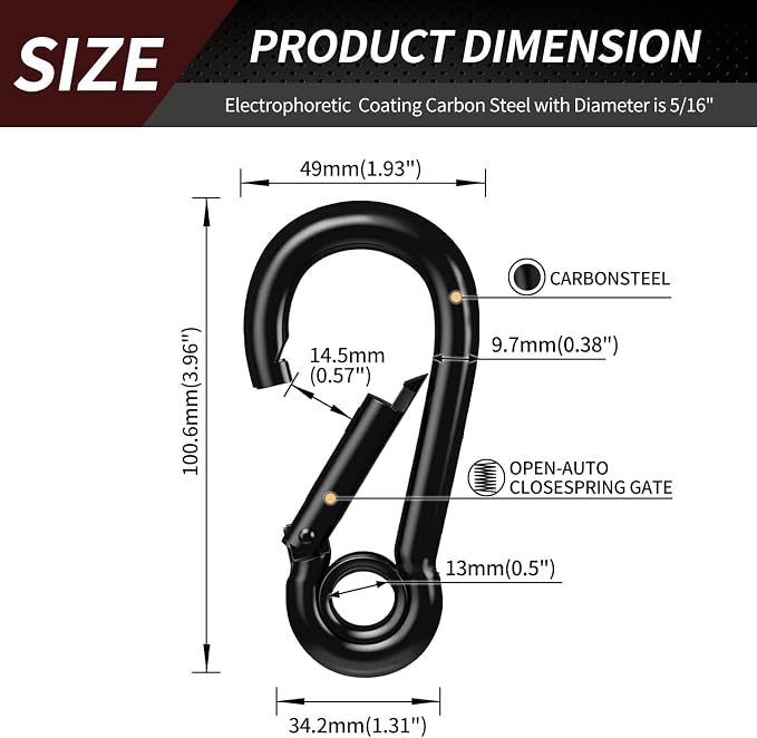 Spring Snap Hooks, Heavy Duty Rope Connector, Quick Link Carabiners Spring Snap - Image 2
