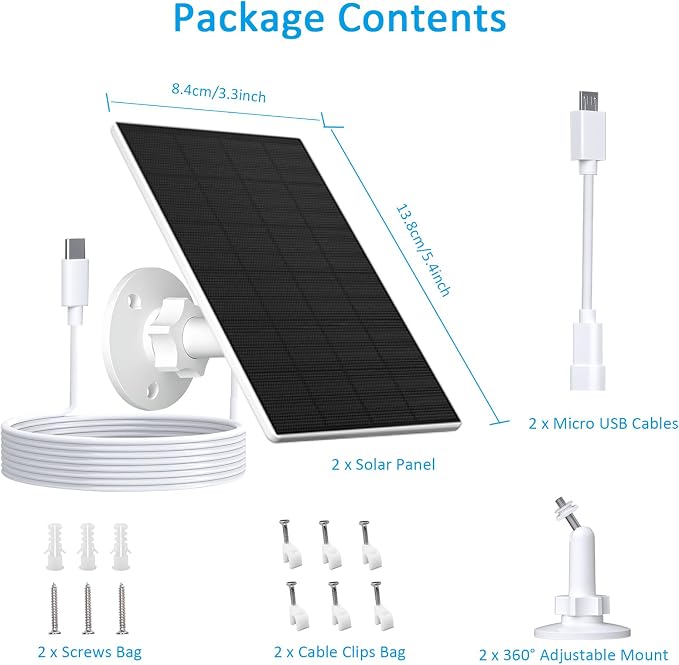 2W Solar Panel for Security Camera Outdoor, USB/USB-C Charger - Image 2