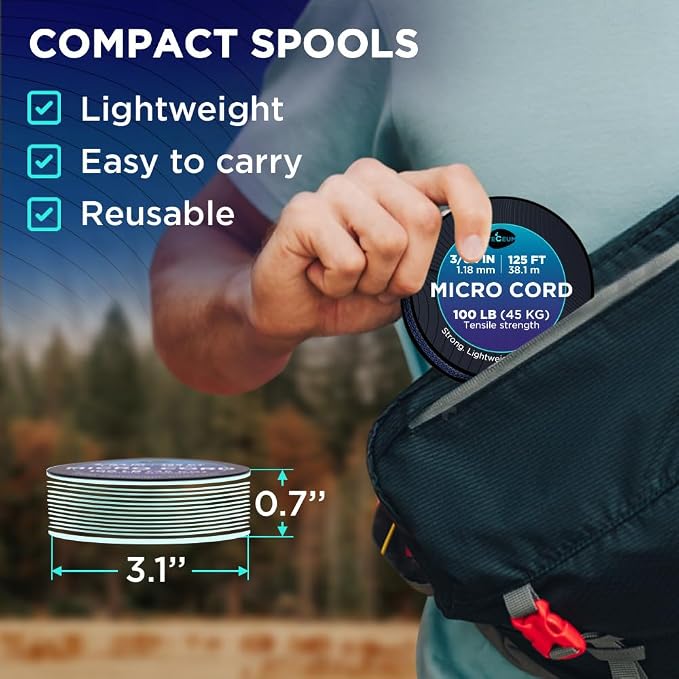 TECEUM Micro Paracord – 1.18 mm X 125 ft – Micro Utility Cord – Thin Braided - Image 5