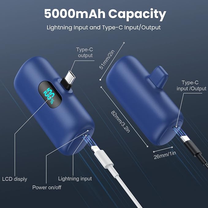 Feob Mini Portable Charger 5000mAh Power Bank, 15W PD USB C Cell Phone Portable - Image 6
