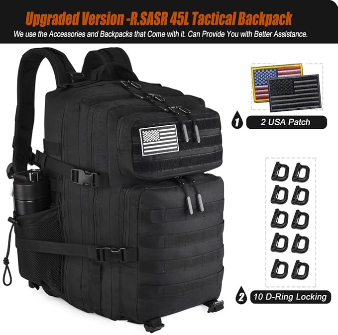 45L Tactical Backpack for Men Women, Military Assault Pack - Image 2