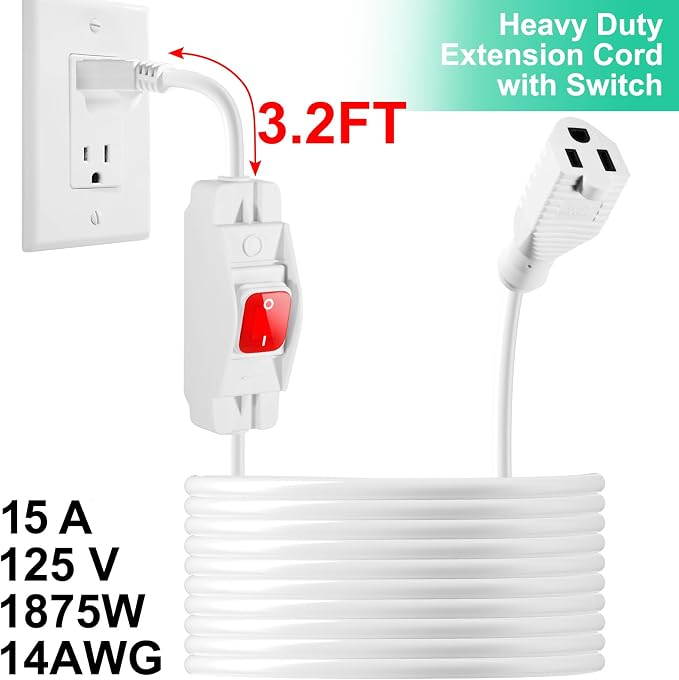 Outdoor Waterproof On/Off Switch Extension Cord, Heavy Duty 125v/250v Black - Image 3