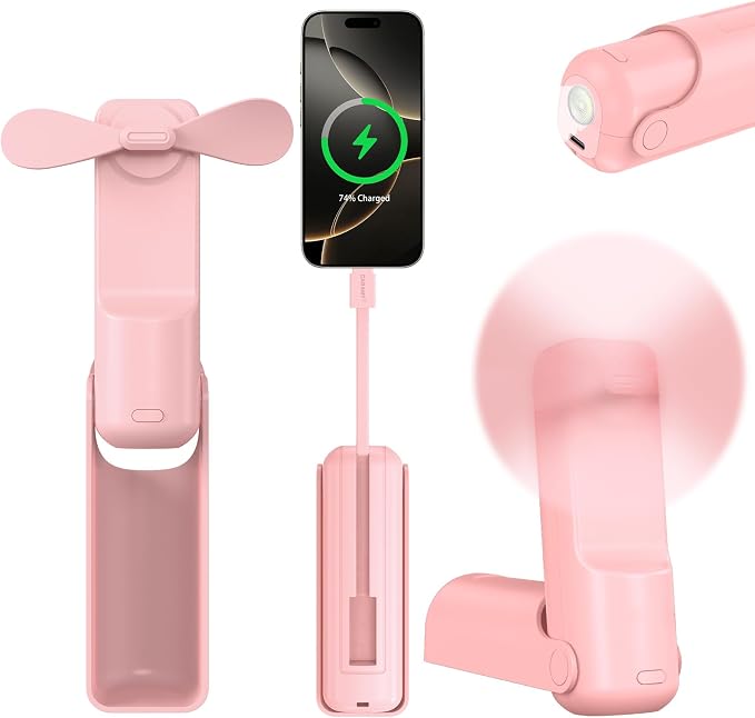 Portable Handheld Personal Fan, 4 IN 1 USB-C Rechargeable Mini Eyelash Fans by VanSmaGo