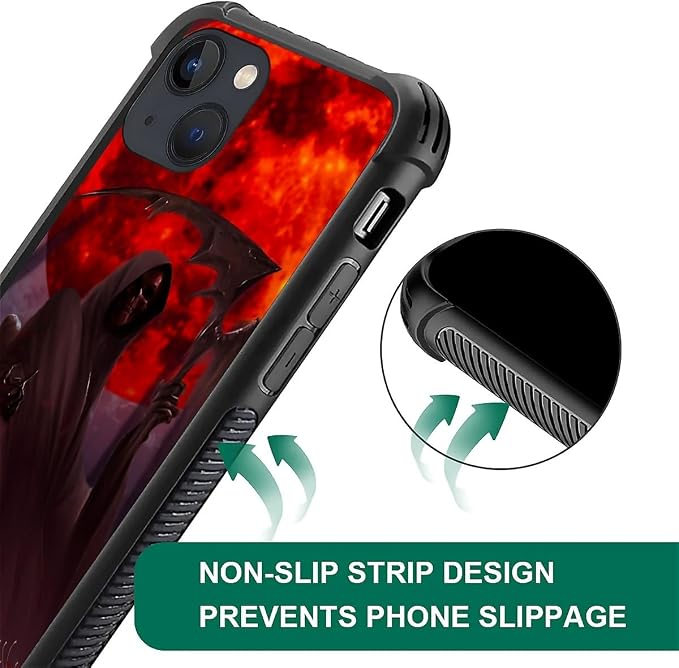 for iPhone 13 Case, Death by The Red Moon Pattern Graphic Design Girl Boy Soft - Image 4