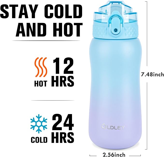 OLDLEY Insulated Kids Water Bottle, Stainless Steel, Double Wall Vacuum - Image 3