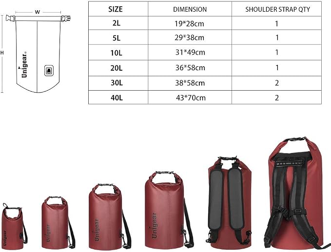 Unigear Dry Bag Waterproof, 2L/5L/10L/20L/30L/40L Floating and Lightweight Bags - Image 2