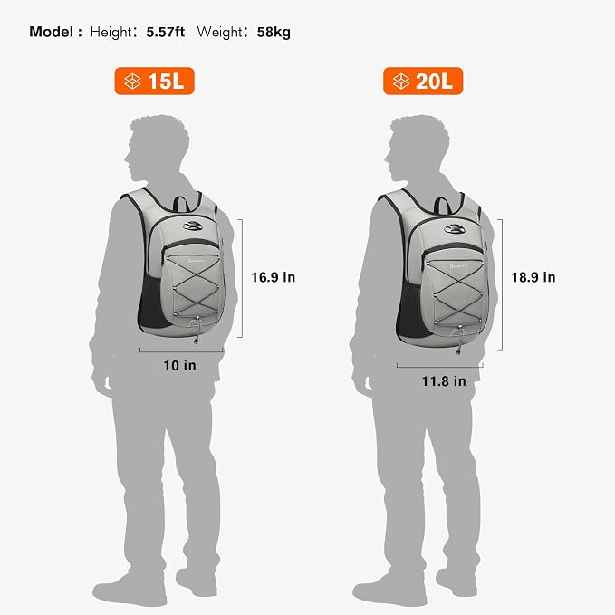 Ultra-Light Soft Daypack 15L/20L, Cushioned Breathable Back Panel Backpack - Image 4