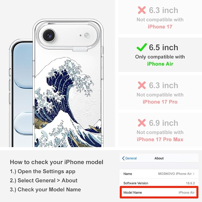 MOSNOVO for iPhone Air Case | Military Grade 6.6ft Drop Tested | Camera Control - Image 2