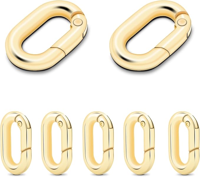 10Pack 5/8 Inch Small Oval Carabiner, Metal Spring Tiny Carabiner Clips by CooBigo