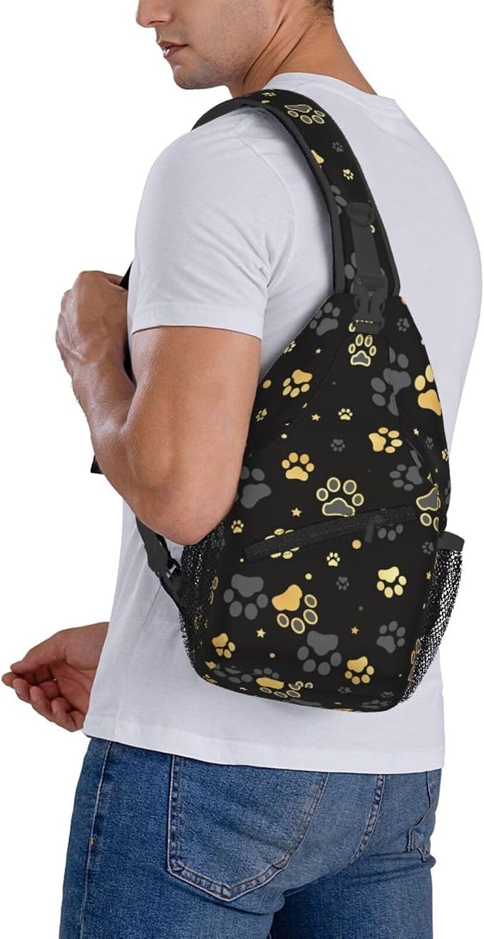 Golden Paw Print Crossbody Sling Bags - Image 7