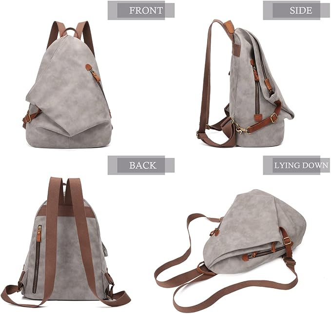 KL928 PU Leather Vintage Backpack – Large Casual Daypack Outdoor Travel - Image 9