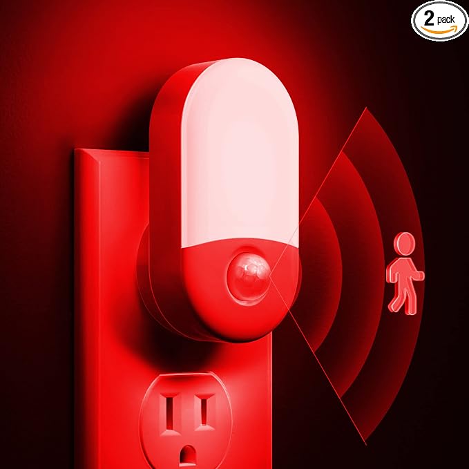 L LOHAS LED Red Night Light Plug in, Motion Sensor Night Light by LLOHASLED