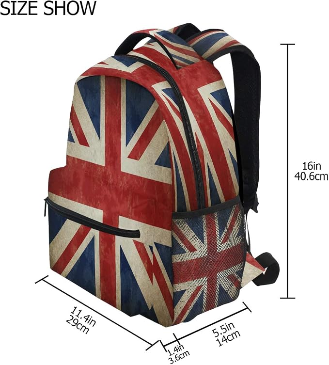 Backpacks UK British Flag School Bag Student Bookbag Adjustable Shoulder Bags - Image 7