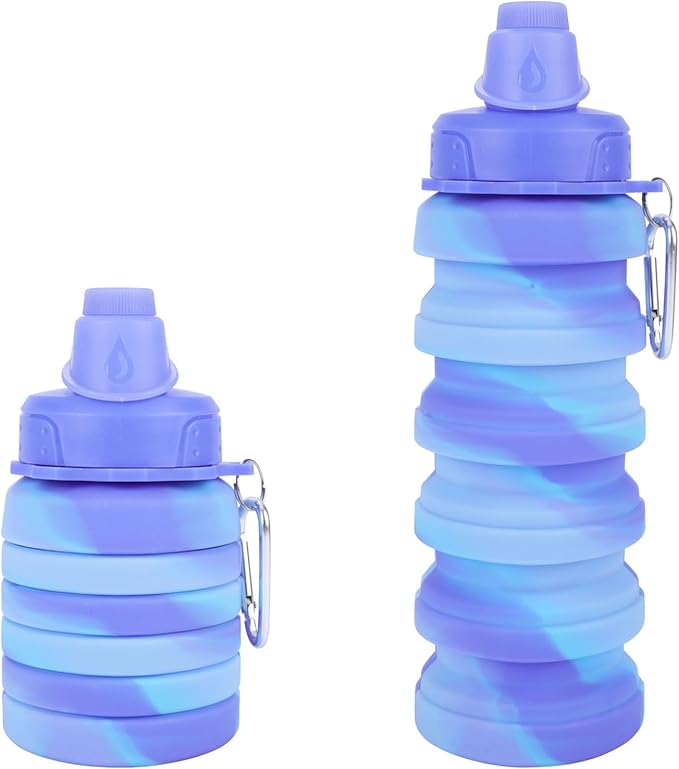 Collapsible Water Bottle for Adults, Reusable Silicone Foldable Water Bottles by MAKERSLAND