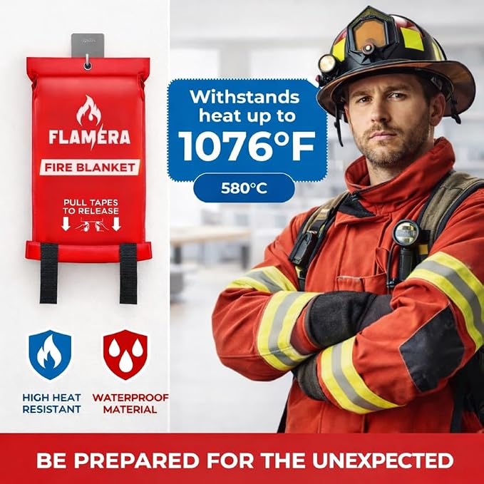 Emergency Fire Blanket for Home and Kitchen | 40"x40" Fireproof and Fire - Image 3