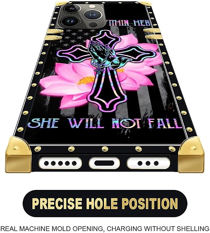 Compatible with iPhone 16 Pro Max Case, Praying Cross Hands Luxury Golden - Image 5