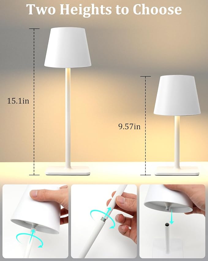 Fizrice Cordless Table Lamp Rechargeable Lamps: 6000mAh Battery Operated Table - Image 9