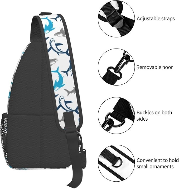 Shark Print Crossbody Sling Bags - Image 4