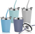 Kids Cups with Straws and Lids Leak Proof, 12oz Stainless Steel Cups by Vermida