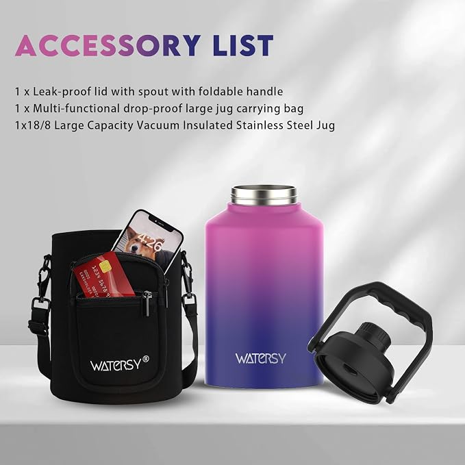 WATERSY Half Gallon Water Bottle Insulated, BPA Free&Leak Proof, 64oz Stainless - Image 6