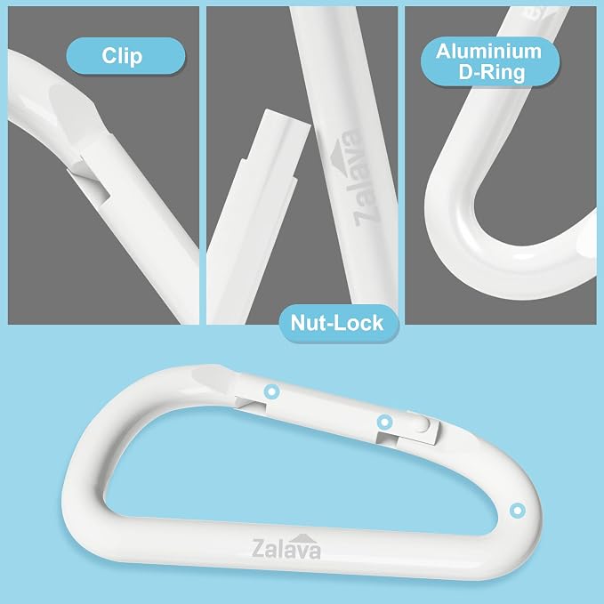 6PCS Carabiner Keychain, 2 inch Aluminum D-Clip Caribeener - Image 6