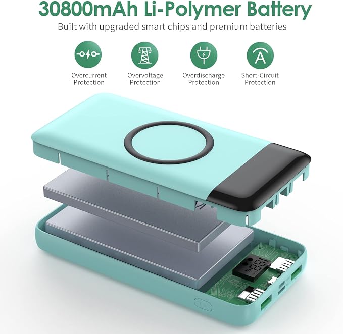 Wireless Portable Charger 30, 15W Wireless Charging USB C Power Bank, 25W PD QC - Image 7