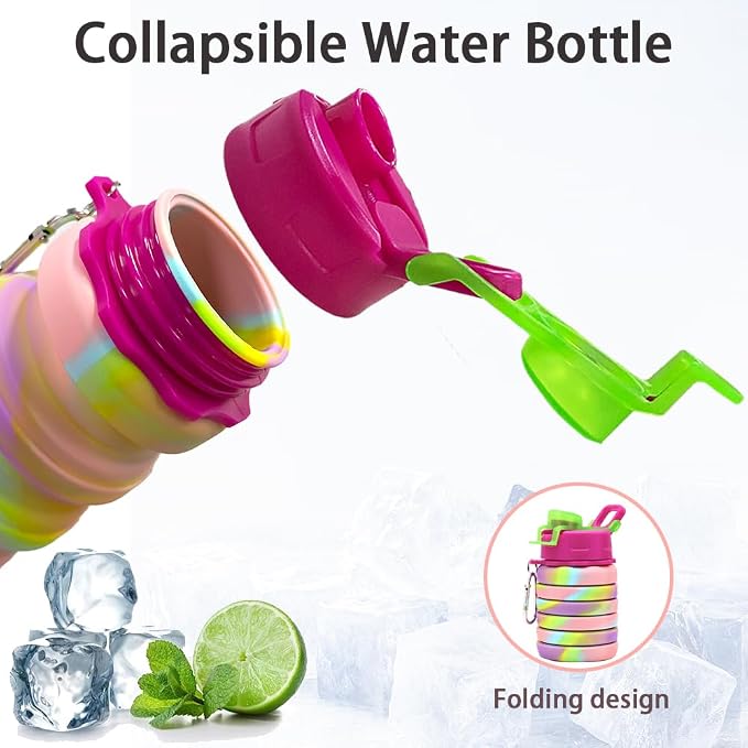 Silicone Collapsible Water Bottles, 16oz 500ml Portable Foldable Expandable - Image 4