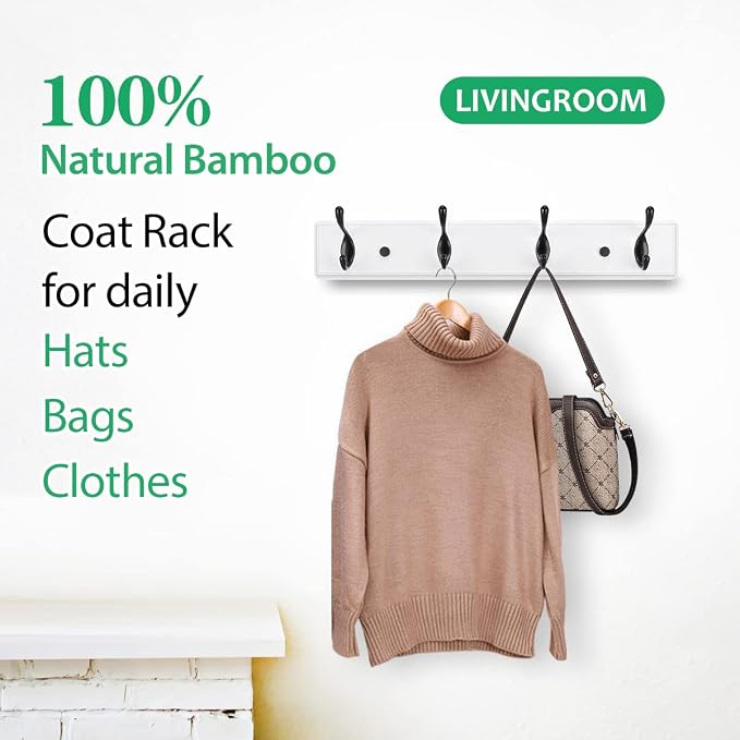 Badiano Wooden Coat Rack, Wall-Mounted Organizer - Image 7