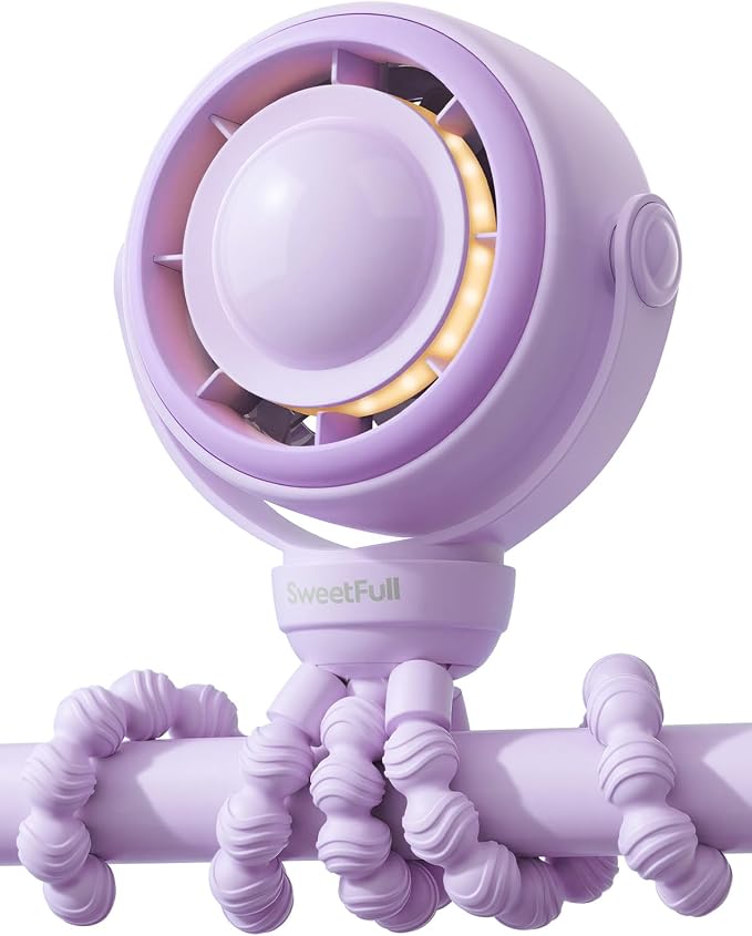 SWEETFULL Baby Stroller Fan - 4000mAh Rechargeable 4-Speed Quiet by SweetFull%C2%AE