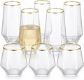 48 Pack Diamond Gold Rim Unbreakable Stemless Plastic Glasses 24 9oz Stemless by Oojami