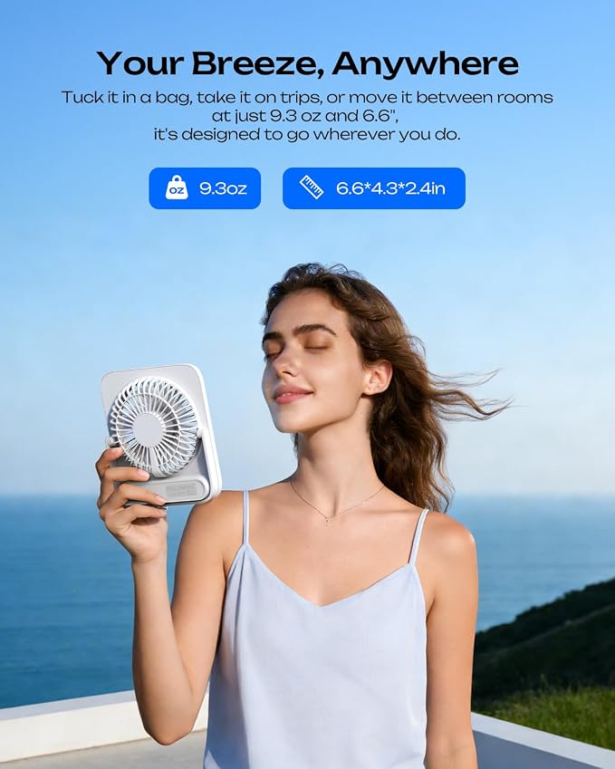 Otlonpe Personal Portable Desk Fan, 4000mAh Small Rechargeable Portable Fan - Image 7
