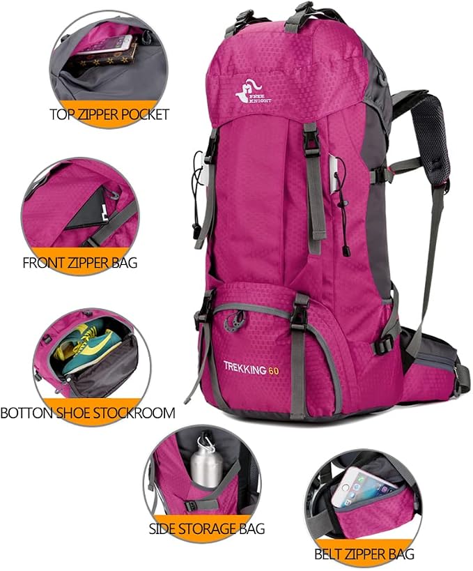 Bseash 60L Waterproof Hiking Camping Backpack - Image 3