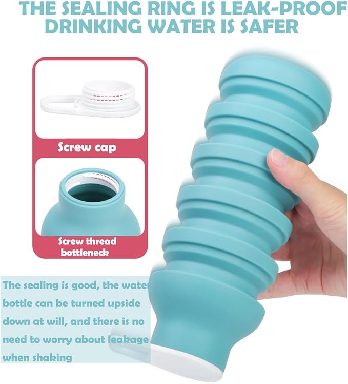 Collapsible Silicone Water Bottle – Foldable Travel Water Bottle Leakproof - Image 4