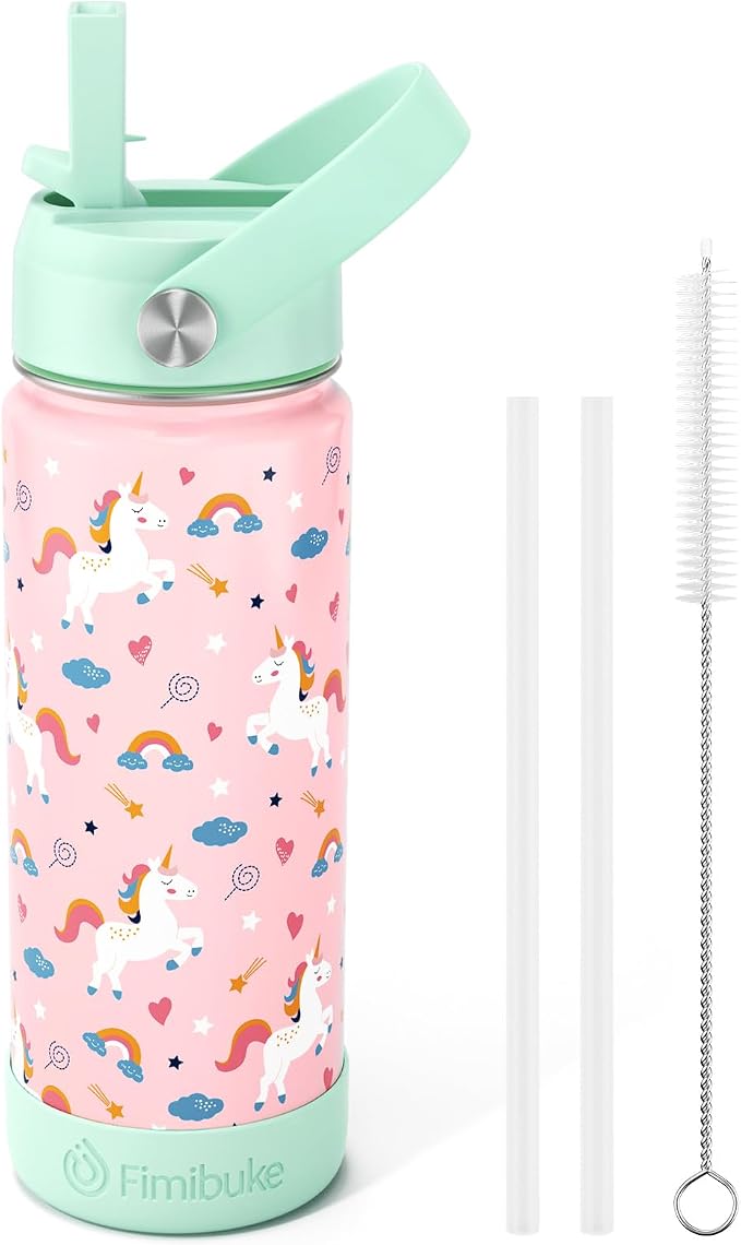 Fimibuke Kids Insulated Water Bottle, 18oz BPA FREE 18/8 Stainless Steel Kids by Fimibuke