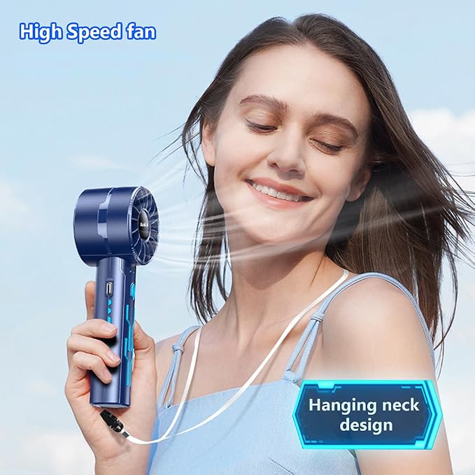 2pcs portable handheld fan personal fan portable neck fan small rechargeable - Image 6
