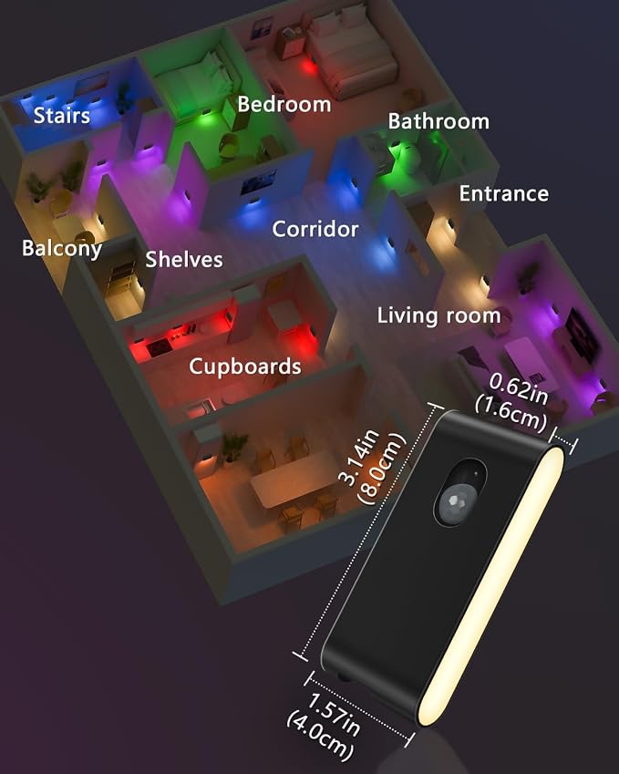 WILLED Rechargeable Motion Sensor Night Light, Stair Lights Indoor RGB & Warm - Image 6