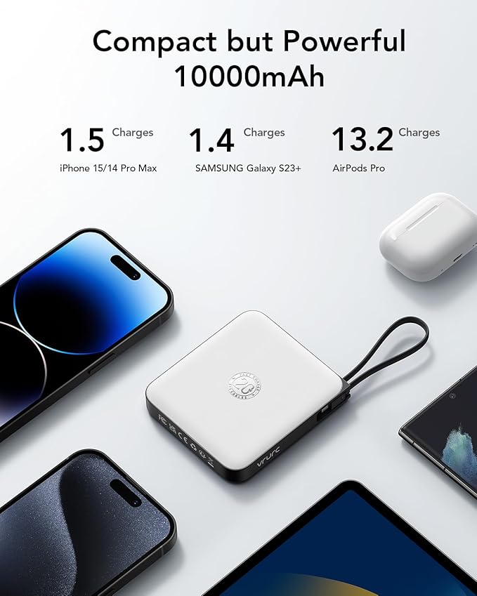 VRURC Battery Pack Charger Portable 10000mAh, 22.5W Power Bank Fast Charging - Image 3